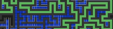 An example of a pathfinding algorithm solving a maze.